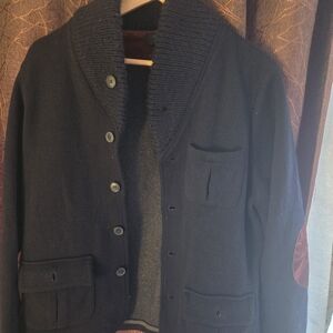 Zara Black Wool Jacket with Elbow Patches